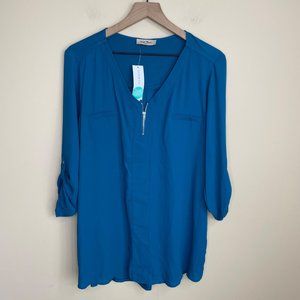 Stitch Fix Full Moon Maternity Teal Lightweight Blouse Size Large -reposhing